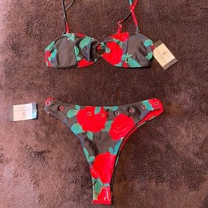NWT Trendy and Tipsy Rose Grommet Bikini Set
